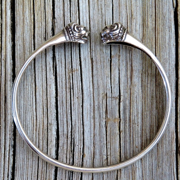 Vintage Jewelry - SOLD Vintage 800 Sterling Lion Head Cuff Bracelet
